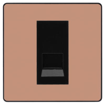 BG Evolve Polished Copper Single Master Telephone Socket, Screw Terminal - Black Insert by British General (BG-PCDCPBTMS1B)