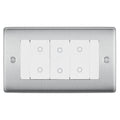 BG Nexus Brushed Steel Triple Secondary Touch Dimmer Switch White Inserts NBSTDS3W