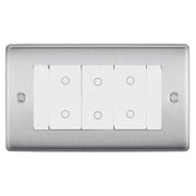 BG Nexus Brushed Steel Triple Secondary Touch Dimmer Switch White Inserts NBSTDS3W by British General (BG-EMTDSW+NBSEMR4)