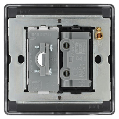 BG Nexus Matt Black 13A Unswitched Spur + Cable Outlet NFB55 with 35mm Steel Back Box