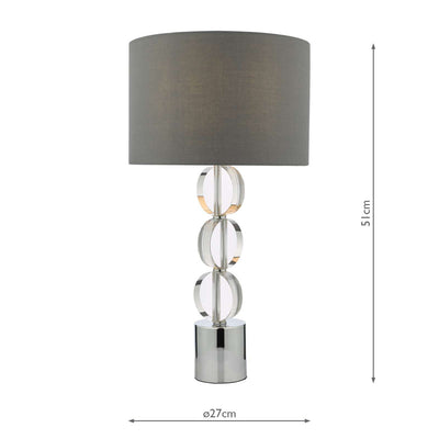 Dar Lighting Tuke Touch Table Lamp Polished Chrome Crystal With Shade - TUK4208