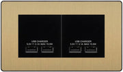 BG Evolve Satin Brass 4G Euro Plate with 2X USB-A Dual Chargers – Black Insert by British General (BG-PCDSBEMR4B+EMUSB3B)