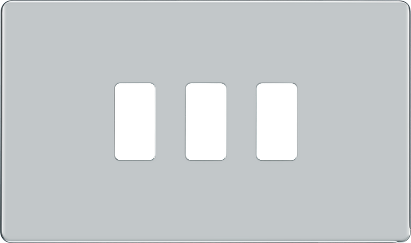 BG RFPC3 Nexus Screwless Grid Polished Chrome 3 Module Front Plate