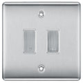 BG Brushed Steel 2 Gang Engraved Custom Labelled Appliance Grid Switch