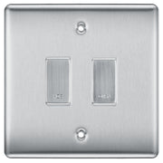 BG Brushed Steel 2 Gang Engraved Custom Labelled Appliance Grid Switch