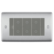 BG Nexus Brushed Steel Triple Secondary Touch Dimmer Switch Grey Inserts NBSTDS3G by British General (BG-EMTDSG+NBSEMR4)