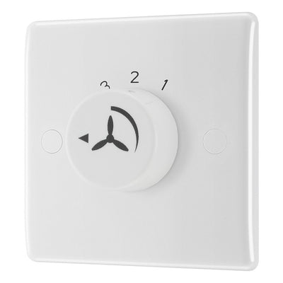 BG Electrical 1 Gang 100W Fan Controller White Moulded & 50mm Pattress Back Box