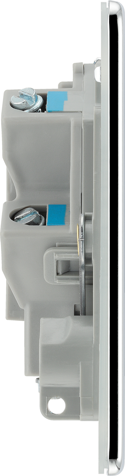 BG Electrical FPC54 Nexus Screwless Flat-Plate Unswitched Fused Connection Spur Unit Polished Chrome 13A