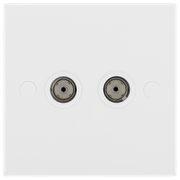BG 963 Moulded Square Edge | White | 2 Gang Isolated Co-Axial TV Socket Outlet by British General (BG-963)