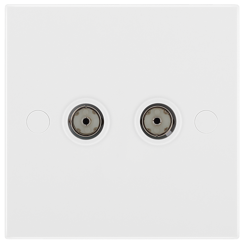 BG 963 Moulded Square Edge | White | 2 Gang Isolated Co-Axial TV Socket Outlet