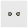 BG 963 Moulded Square Edge | White | 2 Gang Isolated Co-Axial TV Socket Outlet by British General (BG-963)