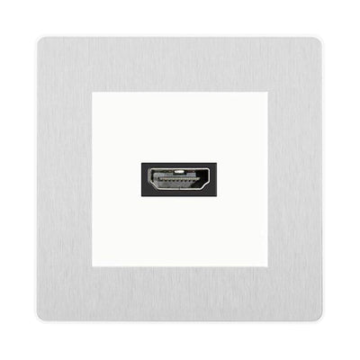 BG Evolve Brushed Steel PCDBSHDMIW 1 Gang Single HDMI Socket by British General (BG-PCDBSEMS2W+EMHDMIW)
