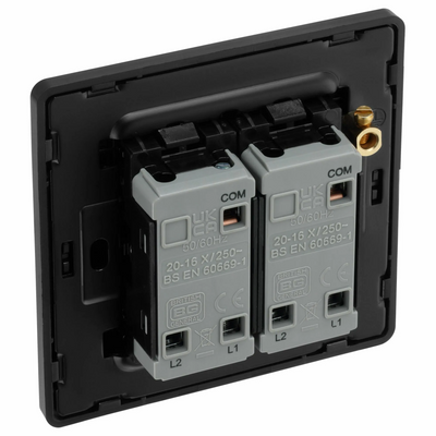 BG Evolve Satin Brass 2 Gang 2-Way 20A Edge to Edge Rocker Light Switch | PCDSB42EB by British General (BG-PCDSB42EB)