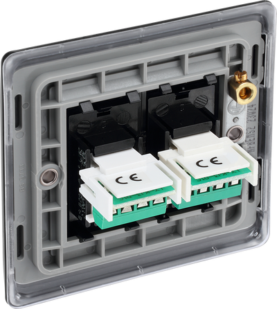 BG NFBRJ112 Nexus Metal RJ11 Double Data Outlet Socket - Matt Black