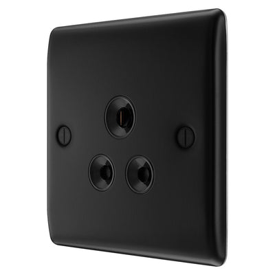 BG Nexus Matt Black 5A Unswitched Round Pin Socket NFB29B with 25mm Steel Back Box