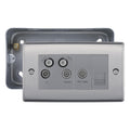 BG Nexus Brushed Steel Quadplex TV FM SAT (x2) Socket with Surface Pattress Back Box
