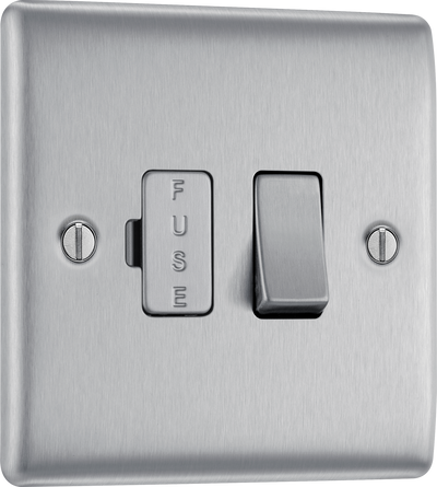 BG NBS50 Nexus Metal Brushed Steel 13A Switched Fused Spur Unit by British General (BG-NBS50-Shopify-SA_1)