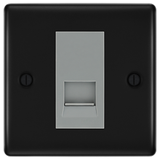 BG Nexus Matt Black Single Secondary Telephone Socket, Screw Terminal - Grey Insert by British General (BG-NFBEMS1+EMBTSSG)