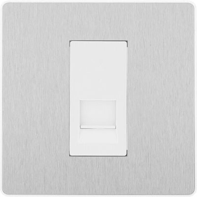 Switches: BG Evolve Brushed Steel Screwless Switches & Sockets White Insert Range PCDBS12W - Single Light Switch 20A by British General (BG-EVOLVE-BRUSHED-STEEL-PCDBS12W)