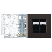 BG Screwless Black Nickel RJ45 Double Data Outlet Socket FBNRJ452 with 35mm Steel Back Box