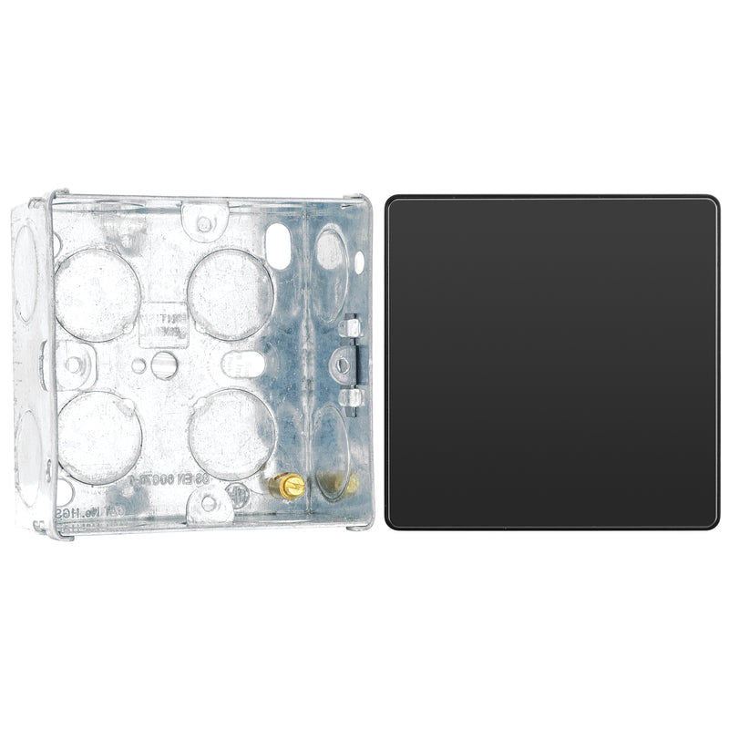 BG Evolve Black Chrome Single Blank Plate PCDBC94B with 35mm Steel Back Box