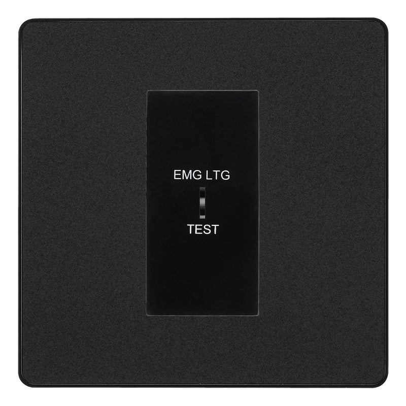BG Evolve Matt Black 20AX 2 Way Emergency Lighting Test Key Switch - Key Included - Black Insert