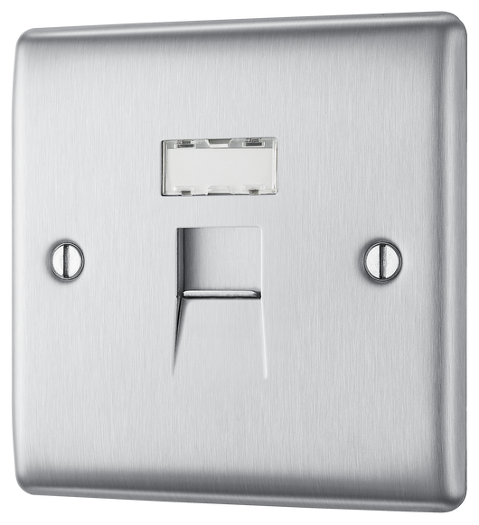 NBSRJ451 Front - This RJ45 ethernet socket from British General uses an IDC terminal connection and is ideal for home and office providing a networking outlet with ID window for identification.