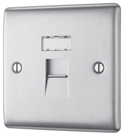 BG NBSRJ451 Nexus Metal Brushed Steel 1 Gang RJ45 Data Outlet