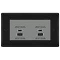 BG Nexus Matt Black 4G Faceplate with 45W USB A+C Charger Modules - Grey Insert