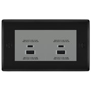 BG Nexus Matt Black 4G Faceplate with 45W USB A+C Charger Modules - Grey Insert by British General (BG-NFBEMR4+EMUSBAC45G)