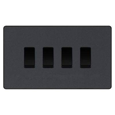 BG Evolve Matt Grey 4 Gang Light Switch 2x Intermediate 2x 2 Way Custom Grid Switch