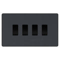 BG Evolve Matt Grey 4 Gang Light Switch 2x Intermediate 2x 2 Way Custom Grid Switch