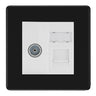 BG Screwless Matt Black TV Aerial & RJ45 CAT6 Data Socket - White Insert by British General