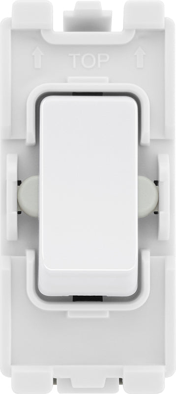 BG RPCDW12C Evolve Grid White 20A 20AX 2 Way 1 Pole Centre-Off Switch Module