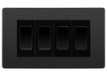 BG Evolve Black Chrome 4 Gang 20AX 2-Way Switch Custom Grid - Black Insert