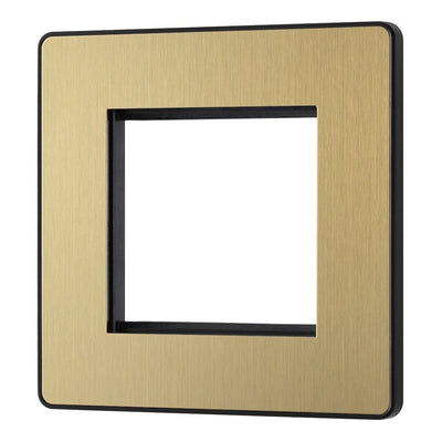 BG Evolve Satin Brass 45W USB Wall Socket Euro Module USB-A & C - Black Insert