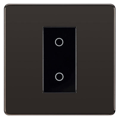 BG Nexus Screwless Black Nickel Single Master Touch Dimmer Switch Black Insert FBNTDM1B by British General (BG-EMTDMB+FBNEMS1)