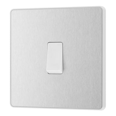 BG Evolve Brushed Steel 1 Gang 20A 16AX Intermediate Light Switch PCDBS13W with 35mm Steel Back Box