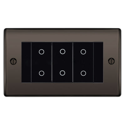 BG Nexus Black Nickel Triple Secondary Touch Dimmer Switch Black Inserts NBNTDS3B by British General (BG-EMTDSB+NBNEMR4)