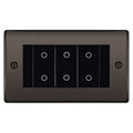 BG Nexus Black Nickel Triple Secondary Touch Dimmer Switch Black Inserts NBNTDS3B