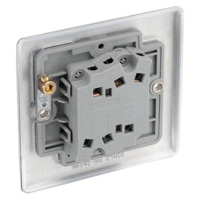 Brushed Steel 20A 16AX 2 Gang Double Light Switch & Surface Pattress Back Box