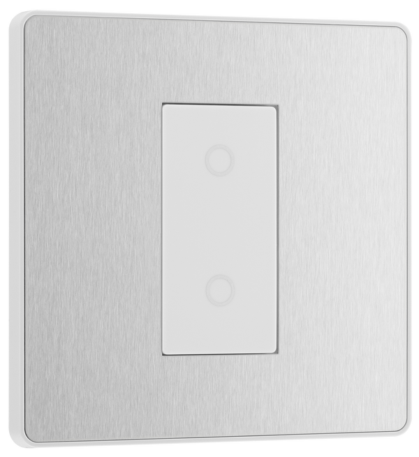 PCDBSTDS1W Front - This Evolve Brushed Steel single secondary trailing edge touch dimmer allows you to control your light levels and set the mood.