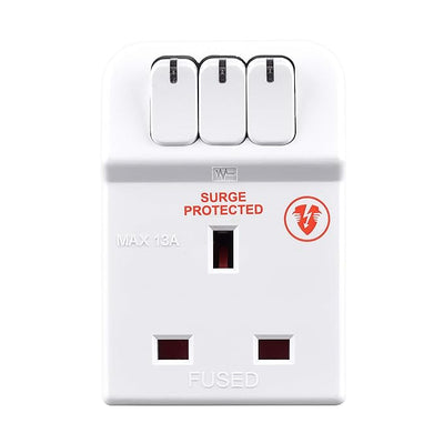 Masterplug MSWRG3 13amp 3 Socket Surge Protected Adaptor - White