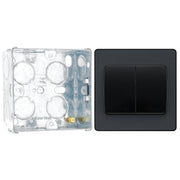 BG Evolve Matt Grey 2G Wide Rocker Light Switch PCDMG42WB with 35mm Steel Back Box
