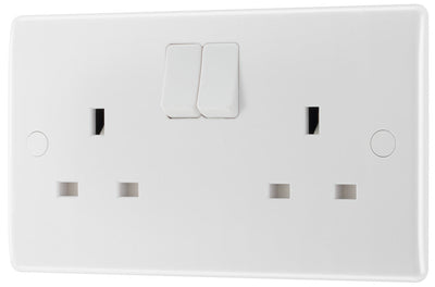 BG 822DP Moulded Round Edge | White | 13A | 2 Gang 2 Pole Switched Socket by British General (BG-822DP)