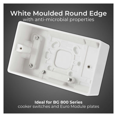 BG 878 Moulded White Round Edge 2 Gang 50mm | Surface Box