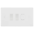 BG Nexus White Moulded 3 Gang Switch 1x Trailing Edge LED Dimmer 2x Intermediate Custom Grid Switch