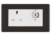 BG Screwless Black Nickel 13A Double Pole Key Controlled Socket – White Inserts by British General (BG-FBNKYSWSW)