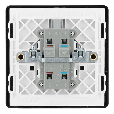 BG Evolve Polished Copper 20A Double Pole LED Switch PCDCP31B with 25mm Steel Back Box