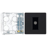 BG Evolve Matt Black Single Co-Axial Socket PCDMB60B with 35mm Steel Back Box